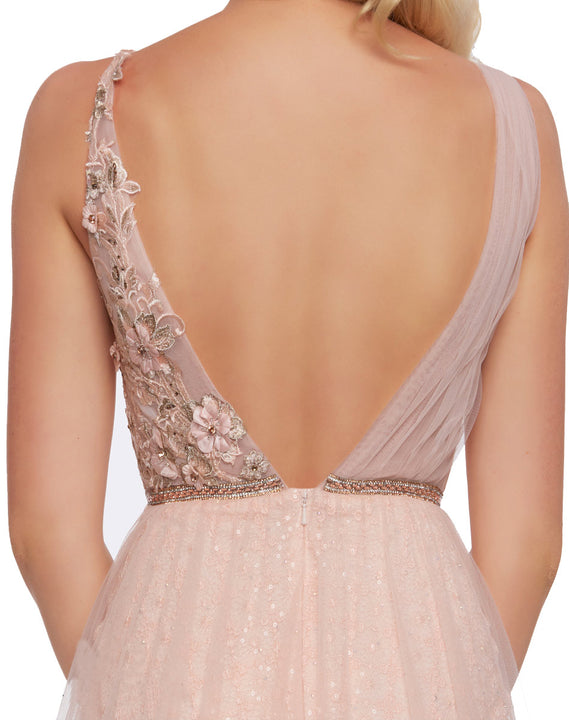Shop Mac Duggal One-Shoulder Tiered Chiffon Gown | Saks Fifth Avenue